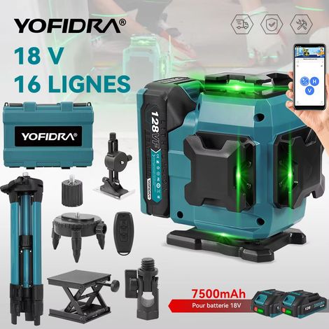 Nivel láser 4D, 16 líneas, autonivelación de 360°, medición vertical y horizontal, trípode de 1 metro incluido, pilas no incluidas. (1/5)