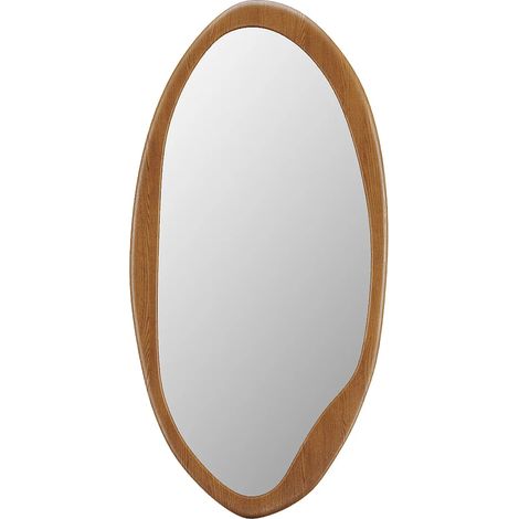 Miroir ovale en bois d'hévéa - L. 50 x H. 100 cm - Naturel - FUJIAN (1/4)