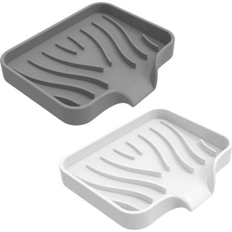 Lot de 2 Porte-Savon en Silicone, Boîte à Savon avec Drain de Vidage, Porte Savon, Salle de Bain Support Savon Antidérapant pour Savon Éponges Salle de Bains Douche Cuisine (1/4)