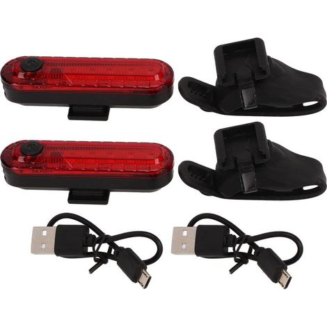 Feu arrière vélo rechargeable USB lumineux universel avant et arrière ensemble 2 pièces pour vélos route montagne (1/5)
