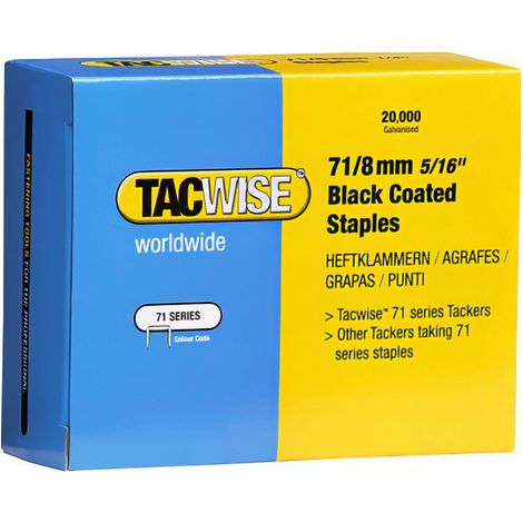 Boîte de 20000 agrafes galvanisées de type 71 L. 8 mm Noir - TA-1065 - Tacwise
