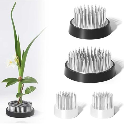 4 Stück Silber Steckigel Blumen Edelstahl Ikebana Set (1/5)
