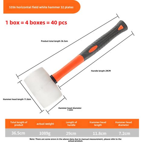 Marteau en cuir, marteau élastique en caoutchouc, manche en plastique, marteau en caoutchouc blanc, marteau en cuir, marteau pour la pose de carrelage, outils de décoration (907 g) (1/5)