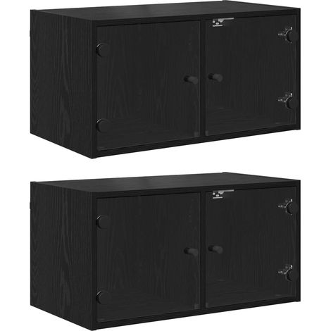 Wall Cabinets 2 pcs Black Oak 68 x 37 x 35 cm Engineered Wood vidaXL