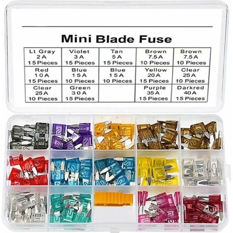 180 pcs Mini Lame Fuse Set Assortiment Voiture Fusibles 2A 3A 5A 7.5A 10A 15A 20A 25A 30A 35A 40A pour Auto Camion De Voiture avec 1 Lame Fusible Extracteur et 1 Boîte De Rangement (1/5)