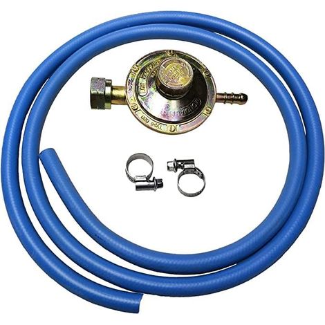 28/30 Kit de régulateur de gaz GPL basse pression d'étalonnage fixe 125cm Tube, 2 colliers en acier, adapté aux cuisines et aux barbecues