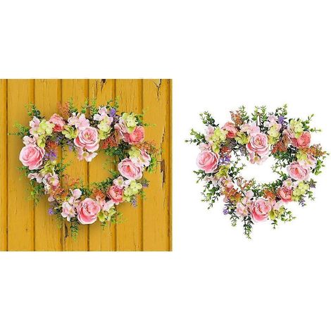 Couronne de Saint-Valentin, guirlande de roses pour décoration murale de mariage (1/4)