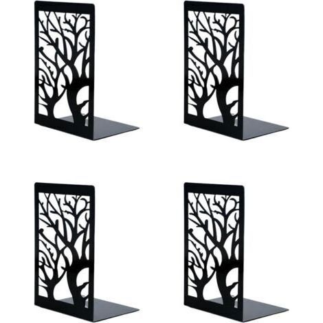 BUNTHAUS Serre livre,Lot de 4 Serres Livres en Mtal,Organisateur Livres pour tagres, Anti-Rayures et Antidrapant Presse Livre Noir pour Enfant, Bureau,Salon et Salle D\\\\'tude,cole,Librairie et Bibli