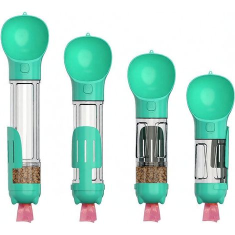 Accessoires pour animaux Nouveautés Meilleures ventes Amazon Accessoires pour chiens Voyage Extérieur Tasses Pots Fontaines à eau vertes 300 ml + boîte à déjections + boîte à croquettes (1/4)