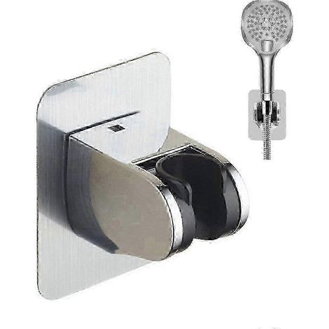 Support adhésif sans perçage pour pommeau de douche à main, angle réglable, adapté aux carreaux muraux. (1/5)