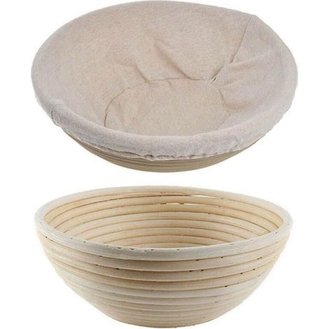 Panier banneton rond en rotin pour pain artisanal, adapté au levain, à la fermentation naturelle et à la cuisson maison.-AquaForge (1/5)