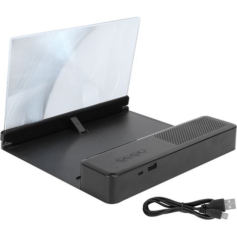 26X Agrandisseur d'Écran Téléphone avec Haut-Parleur Bluetooth - Support Sonore Sans Fil 10 Pouces Noir (1/5)