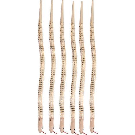 Lot de 6 décorations reptiles : serpent réaliste en bois, jouet amusant pour se faire des illusions.-30x1.5cm