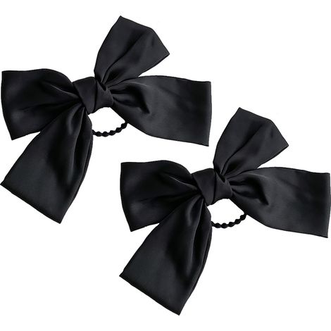 Bow Hair Clip - Satin Fabric - Metal French Barrette - For Women And Girls - Red Or Black - 2 Pieces (1/5)