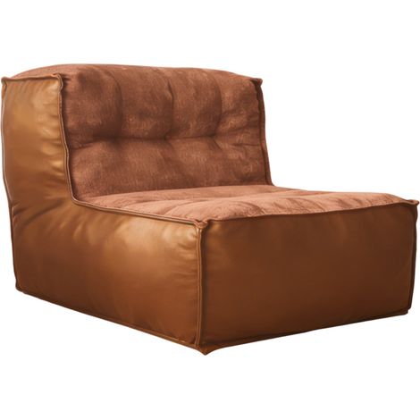 Poltrona lounge singola marrone con schienale scultoreo e piano laterale integrato (1/5)