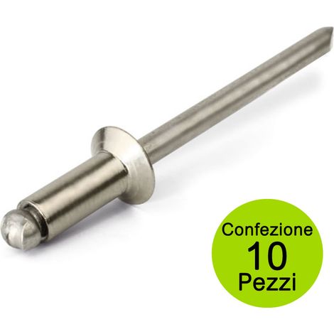 Rivetti a strappo in acciaio inox pezzi 10 diametro mm 3,2 lunghezza mm 11
