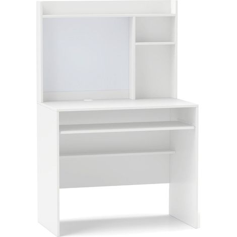 Computertisch mit Magnetischer Pinnwand Home Office Schreibtisch Modern PC Tisch Weiß