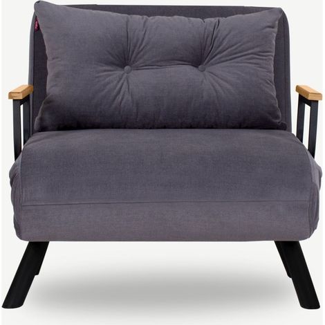 Fauteuil convertible avec dossier réglable en tissu gris - Enea