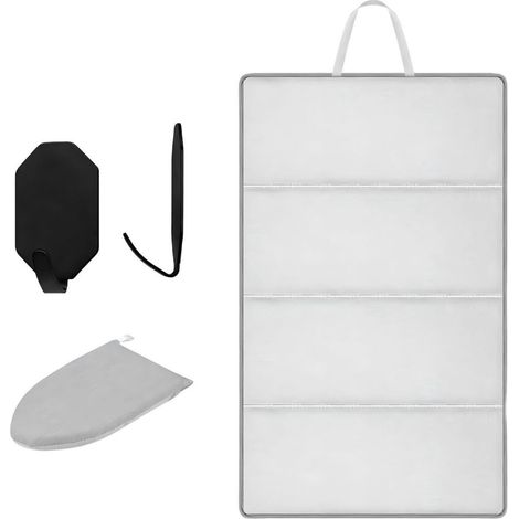Ensemble de planche à vapeur pliable avec crochet à gants, suspension double face pour la maison, dortoir, hôtel, repassage pratique (1/5)