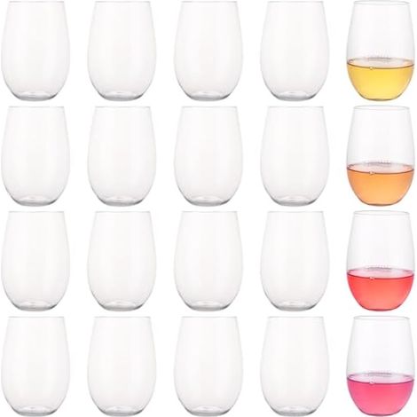 Lot de 20 verres à vin réutilisables en plastique transparent incassable pour camping, pique-nique, voyage, mariage, fête, extérieur et intérieur (1/5)