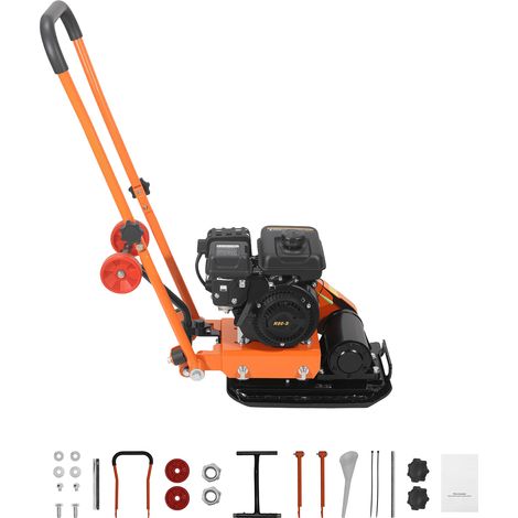 Mophorn Benzinbetriebene Rüttelplatte, 2 PS (79 CC) Motor, 5250 U/min Vibrationsgerät, 8 kN Verdichtungsdruck, 410x315 mm Platte, Handgeführte Maschine für Pflasterarbeiten, Asphalt und Fundamente