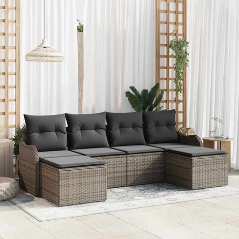 Gartensofa-set Grau Poly-Rattan