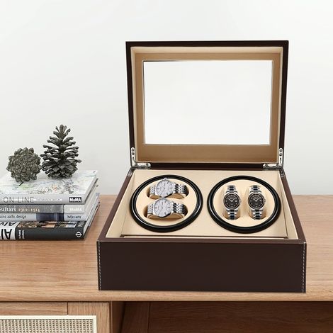Gojoy – Remontoir à montre automatique 4+6 – Boîte en cuir PU avec moteur silencieux – Dimensions 30x23x18cm – Coussins amovibles inclus (1/5)