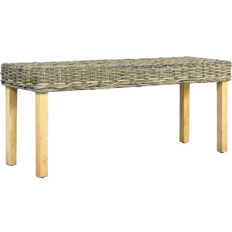 Banc 110 cm Rotin naturel kubu et bois d'acajou massif vidaXL