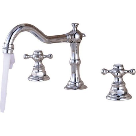 – Robinet mitigeur lavabo 3 trous – Poignée double eau chaude et froide – Finition chromée – Installation facile – Économie d'eau (1/5)