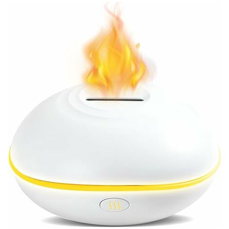 Diffuseur d'huiles Essentielles Humidificateur 200ml - Diffuseur d'aromathérapie avec lumière LED 7 Couleurs Lumière Effet Flamme - pour Sommeil,Yoga,Spa - Blanc