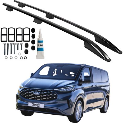 Barres de toit pour Ford Transit Tourneo Custom L2 Long à partir de 2023, couleur noire (1/5)