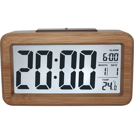 Réveil Numérique en Bois, aboveClock Réveil LED Horloge Digitale sans Tic-tac avec Affichage Date, Température, Fonction Snooze, Horloge Numérique Alimenté par Batterie【3 Piles AAA Nécessaires】couleur