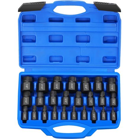 Set mit 25 Schraubenausdrehern, Bolzenentferner, Gewindebolzenausdreher zum Entfernen abgebrochener Bolzen, Schrauben und Innensechskantschrauben