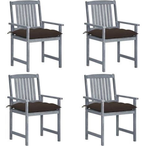 Chaises de metteur en scène avec coussins 4 pcs Gris Acacia 16-DOU