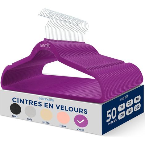 Cintres - Cintres en Velours Antidérapants - Porte-Vêtement Fins et Robustes - avec Crochet en Métal Pivotant à 360° - Supportant jusqu'à 4,5 kg pour Vestes, Pantalons et Robes - Lot de 50 (1/5)
