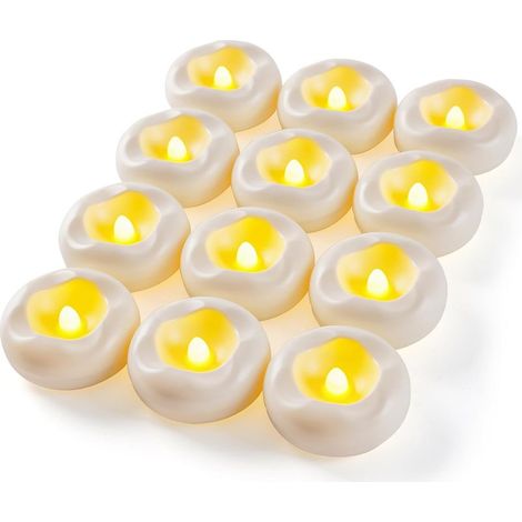 12 bougies LED blanches étanches - Conviennent pour les piscines/mariages/vases/décoration intérieure (5 cm x 2,5 cm) (1/5)