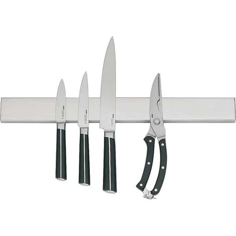 Barre magnétique pour couteaux 36 x 5 x 1,5 cm, rangement pour couteaux en acier inoxydable, porte-outils, porte-couteaux magnétique, argent mat