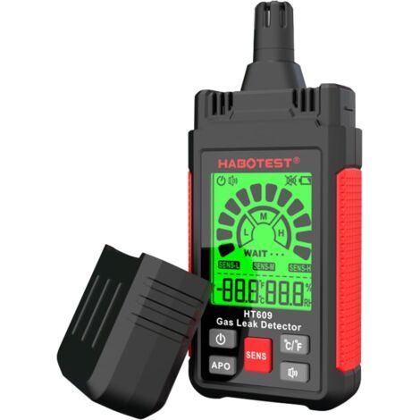 Détecteur de gaz méthane, HT609 Détecteur de fuite de gaz combustible avec écran LCD et alarme visuelle Température ambiante et humidité Détecteur d'hydrogène de gaz naturel (1/5)