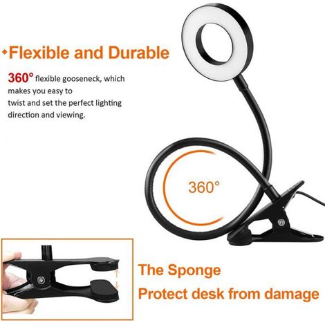Lampe De Bureau - 70 Cm - Bras Flexible 360° - 3 Températures De Lumière - 10 Niveaux De Luminosité - 1 Pièce (1/5)