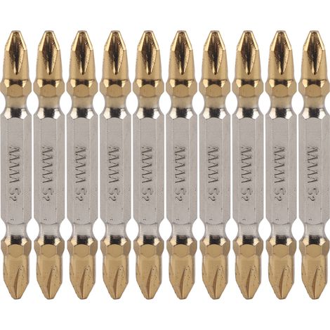 Jeu de 10 embouts de tournevis magnétiques PH2 à tête longue cruciforme pour outils électriques, finition argent sable 5A titanisé (1/5)