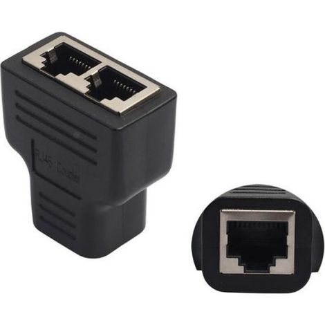 Adaptateur Splitter RJ45 de 1 à 2 double femelle Port CAT 5 - CAT 6 LAN Ethernet Socket TZZ705196641909 (1/4)