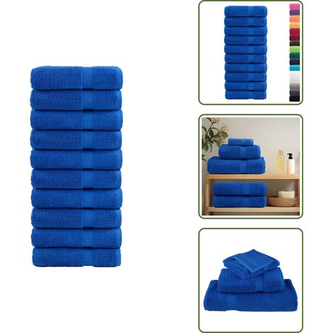 Premium-Duschtücher SOLUND 10 Stk. Blau 70x140 cm 600 g/m² - Handtücher - Badezimmerhandtücher - Badeset - Baumwolle - Blaue Handtücher (1/5)