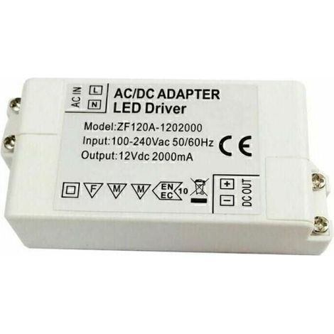 Transformador de fuente de alimentación de 24 W y 12 V - Adaptador convertidor de controlador LED de voltaje constante - Para tiras LED y bombillas G4, MR11 y MR16 (1/4)