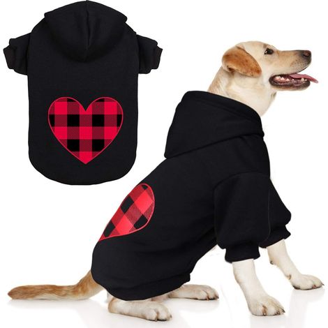 Sweat à capuche pour chien - Carreaux noirs, chaud, doux et respirant, taille S (1/5)