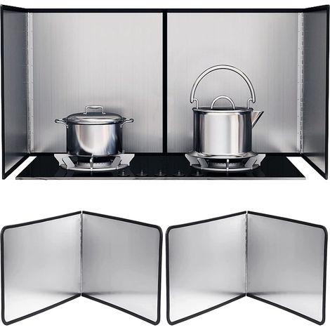 Pare-éclaboussures pliable, pare-éclaboussures pour cuisinière, pare-éclaboussures pliable avec revêtement antiadhésif, pare-éclaboussures pour crédence de cuisine, pare-éclaboussures pour cuisinière, (1/5)