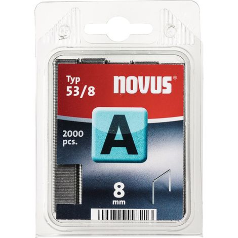 Agrafe en fil fin A type 53 B.11,3 mm 8 mm 0,75 mm - 2000 pièces.