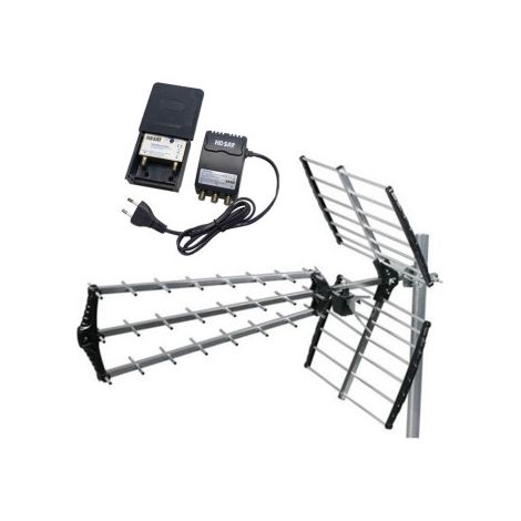Antenne TNT Trinappe 18dB UHF – Kit préamplificateur 38dB – Alimentation 12V 2 sorties – Montage rapide, compatible 4G – Hdsat (1/3)