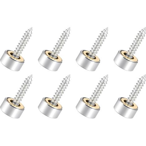 10mm Miroir Vis Cache Vis x 8PCS Brossé Inoxydable Acier Décoratif Capuchons Couverture Attaches pour Décoratif Miroir et Signe Publicité Quincaillerie, [Argent] (1/5)