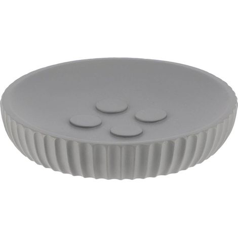 Seifenschale aus polyresin rund gestreift - grau - Tendance