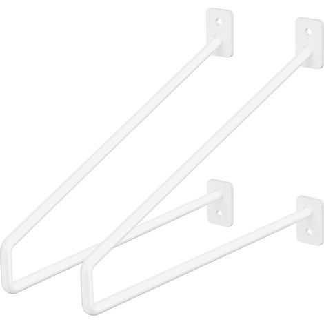 ML-Design 2 Stück Regalhalterung, 265 mm, Weiß, aus Stahl, Haarnadel Regalhalterungen, Schwebe Regalwinkel, Hairpin Wandhalterung, Regalträger für Wandmontage, Industrielle Wandregal, Wandkonsole